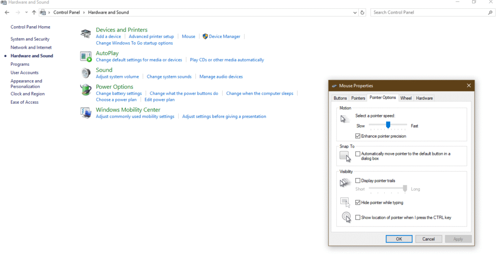 Windows 11 Settings Control Panel for Turn Off Mouse Acceleration in Windows 11