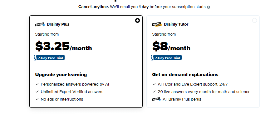 Brainly AI pricing Brainly AI pricing