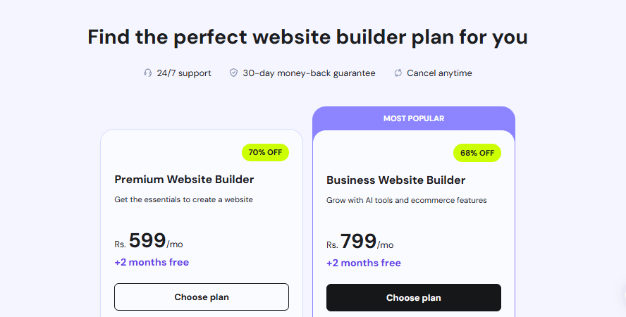 Hostinger Website Builder pricing