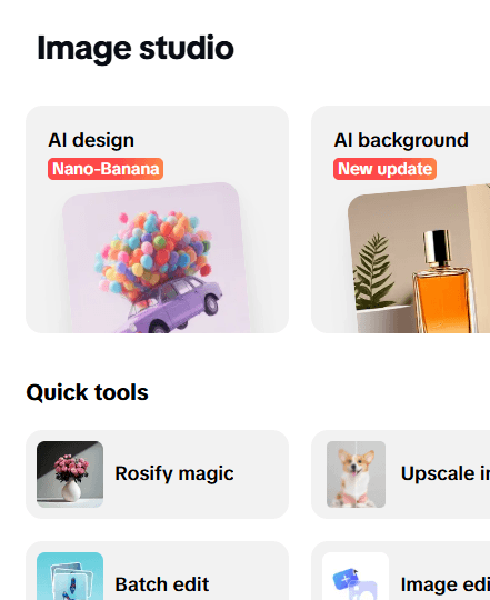 Pippit AI image studio