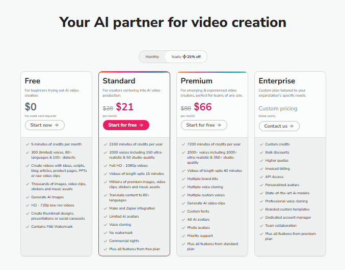 Fliki AI Pricing