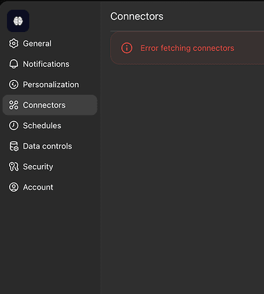 Error Fetching Connectors Connections Error Fetching Connectors Connections
