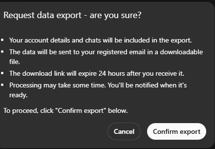 ChatGPT data export ChatGPT data export